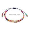 Ketting Nieuwe Handgemaakte Colorf Kralen Gevlochten Armband Voor Vrouwen Meisjes Bohemen Elastische Natuurlijke Parel Charm Bangle Trendy Sieraden Dhgarden Dholr