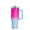 40oz Glitter Sublimation Tumblers Cups with Logo Handle and Straws Gradient Color Insulated Car Travel Mugs Stainless Steel Tumbler big capacity Water Bottles 1130
