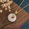 Hängen White Jade Donut Pendant Zircon Natural Chalcedony 925 Silver Necklace Charm Women Crystal Gemstone Fashion Gifts Jewets