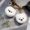 Cute Real Genuine Fur Dog Puppy Toy Pompom Ball Bag Charm Keychain Pendant Kids Toy Gift318u