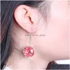 Dangle & Chandelier Sell Dried Flower Glass Pendant Sier Plating Hook Dangle Earring For Women Unique Design 10 Color Drop Dhgarden Dhubn