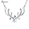 Necklaces CLUCI Silver 925 Raindeer Zircon Pendant Necklace Jewelry 925 Sterling Silver Pearl Pendant Necklace Mounting for Women SN055SB