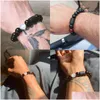 Beaded Fashion 12 Constellation Black Agate 10mm Beaded Strands Armband för män Kvinnor Tiger Eyes Pärlor Natural Stone Armband Jewel Dhekx