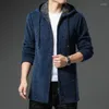 Men's Sweaters Mid-length Knitted Sweater Autumn/winter Coat Black Overcoat Trend Casual Zipper Long-sleeved Cardigan Hoodie Jacket