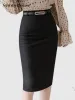 Dresses New Work Wear Black Pencil Skirts Women High Waist Split Bodycon Skirt with Belts Sexy Elegant Office Red Skirts Female