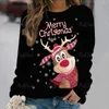 Women's T Shirts Christmas Elk Print Cotton T-Shirt O Neck Fashion Sweater For Ladies Oversized Casual Sweatshirt Festival Long Sleeve