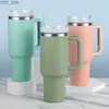 Vattenflaskor 1 st 40oz rostfritt stål dubbel vägg tumlare med lock och hantera vatten koppskök saker hem kök föremål yq240222