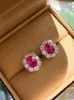 Studörhängen Fashionabla och lyxiga 925 Sterling Silver Flower Bract Earring Set With High Carbon Diamond Inlaid Classic Wedding Jewelry