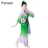 Scene Wear Children's Classical Dance Costume Girls 'Lotus Dancing Dress Elegant Fan Paraply Performance