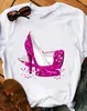 Women's T Shirts Youth Girl Patterned High Heels Printed Round Neck Casual T-Shirt In Stock