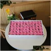 Decorative Flowers Wreaths 50Pcs/Lot 5Cm Artificial Rose Flower Heads Silk Soap For Home Wedding Floral Deco Valentines Day Presen Dh4As