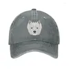 Gorras de bola Algodón clásico Sonriendo West Highland White Terrier Gorra de béisbol Mujeres Hombres Ajustable Westie Perro Papá Sombrero Deportes