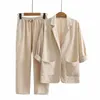 Verão moda casual tamanho grande terno calças superiores de duas peças profissional elegante conjunto feminino 240219