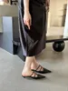 Slippers Fashion Women Slides Pointed Toe Summer Outside Mules Shoes Thin Mid Heels Black White Silver Gold Sandals Office Pumps