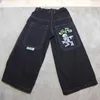 Женские джинсы JNCO Baggy Gothic Vintage с вышивкой и графикой Y2K Уличная одежда Мужчины Женщины Повседневная мода в стиле панк в стиле хип-хоп Черные широкие брюки