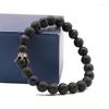 Brin classique 8mm noir pierre de lave volcanique naturelle et Bracelets blancs pour hommes femmes à la mode Bracelet fait main Bracelet bijoux