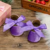 8color Baby Infant Girls Flat Buty Bow Solid First Walker Sofe Sole Buty Born Born Toddler Girls Buty Princess Buty 240220