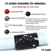 Moda z koralikami 12 Konstelacja Czarne Agat 10 mm Base Bracelety dla mężczyzn Kobiety Oczy tygrysa Krzyki