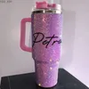 Water Bottles Personalized Rhinestone 40oz Tumbler with Handle Lid and Straw Thermos Bottle Stainless Steel Tumbler Gift for Mom Gift for Her YQ240221