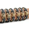 Bracelets 12PCS Hand Carved Imitation Bone Frog Sun Smile Surfer Turtles Leather Bracelets Bangle Gift MB105