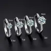 Anneaux réels 0,53ct Moisanite Ring Classic 6 Prong S925 Silver White Gold plaqué D VVS Lab Diamond Engagement Anneaux de mariage Bijoux