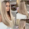 Cheveux péruviens Ombre Cendré Blonde Couleur 13x4 HD Lace Front Wig Wear Go Pré-Plumé Droit 13x6 Lace Frontal Perruque de Cheveux Humains pour les Femmes