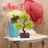 Flores decorativas artificial vaso planta falsas plantas verdes prateleira adornos de mesa ornamentos falsos de plástico