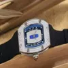 Kvinna Luxury Wristwatch Diamond Kvinna Silver Rostfritt transparent gummi Kvinnor Swiss varumärke Automatisk mekanisk Lady Watches GI182E