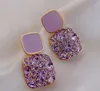 Boucles d'oreilles Style doux pour fille, automne et hiver, paragraphe rouge, strass, violet, amour, diamant géométrique, cadeau AA, 2024