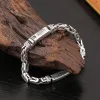 Braccialetti 100% S925 Bracciale in argento sterling 2022 New Fashion Punk Piazza Totem di sicurezza catena tessuta Argentum puro mano gioielli unisex regali