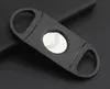 Pocket Plastic Stainless Steel Double Blades Cigar Cutter Knife Scissors Tobacco Black New Free frakt Partihandel