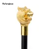 Gold Luxury Tiger Head Handle Fashion Walking Stick för festdekorativ promenad Cane Elegant Crosier Knob Walking Stick 93cm