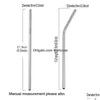 마시는 빨대를 마시는 STS 6x215mm/0.24x8.5 인치 7 색상 생태 친화적 인 재사용 가능한 금속 세인