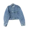 Veste en jean pour femmes bouton de revers lettres chemises vestes à manches longues manteau en jean vêtements d'extérieur décontractés