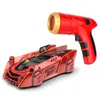 Rc montado na parede carro de controle remoto indução infravermelha dublê acessórios de corrida elétrica gravidade zero laser rc carro brinquedos 240221