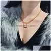 Pendant Necklaces High Quality Lovers Lock Pendant Necklace Steampunk Clavicle For Women Golden Sier Alloy Chain Valentines Dhgarden Dhpkl