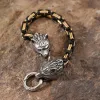 Armbänder Edelstahl Königskette Vintage Wikinger Fenrir Wolfskopf Byzantinisches Gliederarmband