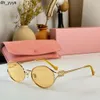 Miui sunglasses women retro miumius sunglasses glasses Literary and artistic style have a rounded silhouette shades uv400 metal oval frame multicolour small frame