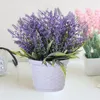 Flores decorativas 2 Pcs Primavera Planta Artificial Lavanda Decoração Vaso Plástico Falso Vasos de Plantas Interior