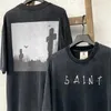 Mäns T-shirts Tvätt Saint Michael T-shirt Kvinnor Retro Heavy Fabric Top T-shirt J240221
