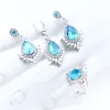 Наборы ювелирных изделий из серебра 925 пробы с синим цирконием для женщин, свадебные серьги с камнями, браслеты, кулон, ожерелье, комплект колец