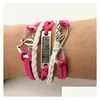 Bracelets de charme Mtilayer Wrap Bracelet Charme Inspiré Arbre De Vie Amour Coeur Croire Infinity Bracelets Pour Femmes Enfants Mode Bijou Dhewr