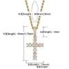 Pendanthalsband Personlig vintage Rose Gold Blingbling Diamond Iced Out Cross Chain Halsband Square Cubic Zirconia Jewelry Gift otfxe