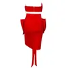 Lässige Kleider 2024 Frühling Rot Schwarz Farbe Großer Bogen Trägerlos Sexy 2 Stück Figurbetontes Minikleid Feiern Geburtstagsfeier Niedlich
