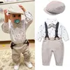 Giyim Setleri Beyefendi Toddler Boy Romper Giyim Takım Yenidoğan Katı Pamuk Tulum Kemeri Yay Set Set Bebek Erkekler 1. Doğum Günü Düğün Kıyafet