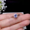 Rings 100% natural Tanzanite gemstone ring 925 sterling silver, fashionable female wedding engagement oval cut 6 x 4 mm