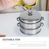 Double Boilers Steam Cooking Pot Steamer Cooker Stainless Man Steel Metal Basket Cookware Bamboo