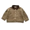 Jassen Japanse en Koreaanse 2024 kinderjas shirt meisjes jongens baby losse jas herfst winter bovenkleding