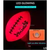 Balls Light Up American Football Ball Led Size 6 Glow In Dark Rugby Night Match Glowing Training For Kids Youth 231011 Drop Delivery Dhwuy