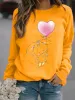 Sweatshirts Bunny Hold Balloon tryckta hoodies kvinnor fleece långärmad o nacke Löst tröja flickor kvinnor huvtröjor vinter